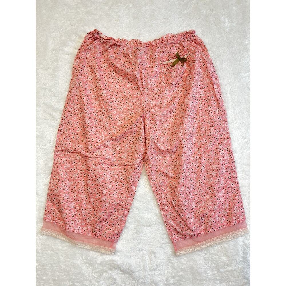 Victorias Secret Y2K Pajama Set Sz M Pink Ditsy Floral Babydoll Tank Capri Pant - Picture 14 of 15